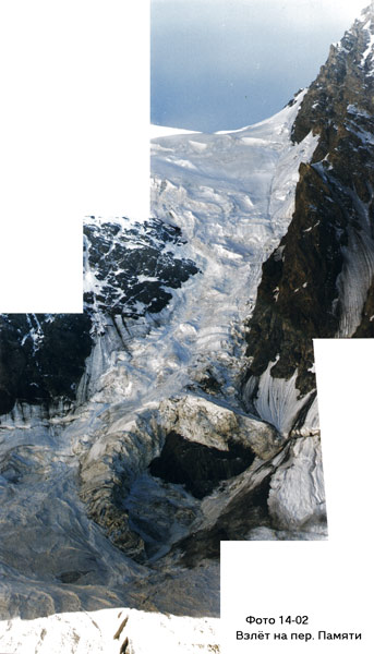 Узкое место ледопада перевала Памяти со стороны л.Кундюм-Мижирги